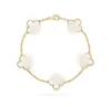 Classic Four Leaf Clover Charm Bracelet Bangle Chain 18K Gold Agate Shell Mother of Pearl bracelet designer for women Valentines Mothers Day gift
