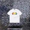 Xinxinbuy hombres diseñador camiseta camiseta 23ss Rainbow gradiente impresión letra manga corta algodón mujeres blanco negro XS-3XL