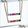 H￤nge halsband cz regnb￥gen h￤ngen halsband armband f￶r kvinna mode guld sier koppar l￥ng kedja trendiga fest br￶llop smycken d dhs2c