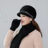 Chapeaux écharpes gants ensembles hiver femmes chapeau écharpe trois pièces ensemble garder au chaud coupe-vent femme élégante belles casquettes russes