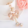 Keychains Imitation Pearls Crystal Bow Chain Keychain Car Holder Bag Pendant For Female Girl Gift Alloy Keyring Trinket Fashion Jewelry