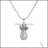 Colares pendentes Gold Sier Color Fruit Fruit Pineapple Colar de gargantilha Cristal Rhinestone Mulheres Cadeia Declara￧￣o J￳ia Presente Garota Drop De Dhz0f