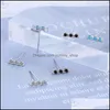 Stud Fashion 925 Sterling Sier CZ Crystal Earing For Women Valentines Day Gift White Black Blue Drop Delivery Jewelry Earrings DHSM8