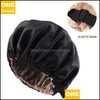 Bonnet / Crâne Caps Soie Satin Bonnet Nuit Bonnet De Sommeil Chapeau Pour Femmes Mode Adustable Couleur Pure Porter Tête Er Beautif Cheveux Accessoires Dhb6Q