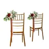Kwiaty dekoracyjne krzesło ślubne Back Flower z różowymi wstążkami symulowane sztuczna wierzba liść Róża