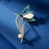 Broches Mode Opale Pierre Magnolia Fleur Broche Broche Vêtement Accessoires Cadeau D'anniversaire Pour Les Femmes Strass