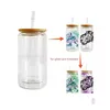 Tumblers Us Stock 16Oz Sublimation Blanks Glass Diy Heat Transfer Clear Frosted Juice Cup Café Té Tazas Summer Drinkware Bottles W Dhumr