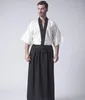 Etnik Giyim Japon Samuray Erkekler Savaşçısı Kimono Obi Geleneksel Yukata Haori Cadılar Bayramı Kostümü