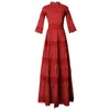 Casual jurken dames plus size mode wit / rood gehaakte kant guipure jurk lente mode dames feest 3/4 mouw elegante maxi