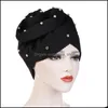 Hijabs 2021 Fleurs de mode Turban musulman Couleur unie Femme indienne Wrap Head Hijab Caps Prêt à porter Bonnet intérieur 853 R2 Drop Deliv Dhduv