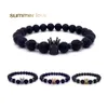 Mode Micro-inserts Kroonbedel Lava Kralenarmband Dames Heren Chakra Healing Ncing Natuursteen 8 mm Kralen Bracel4715253