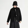 Women's Jackets Short Coat 2023 Autumn Winter Black High-end Chic Design Sense Of Minority Straight Tube Loose Wool Top