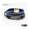 Lien Chaîne Mtilayer Boucle Magnétique Bracelet En Cuir Pu Pour Femmes Hommes Boho Mode Cristal Bracelets À La Mode Bijoux Cadeau Drop Delive Dhhvy