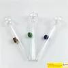 glass oil burner smoking pipes 10cm mini thick clear oil burer with colorful handle pyrex glass tube cheap hand pipes