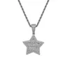 Hip Hop Pentagramm-Anhänger-Halskette für Männer und Frauen, Paar, feine Qualität, glänzend, echtes Gold, Zirkonia, fünfzackiger Stern-Charm, Ins-Schmuck, Geschenke, Bijoux