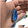 Encantos Colgante de piedra natural Irregar Forma Clúster de cristal azul para la fabricación de joyas DIY Pulsera Collar Pendiente Accesorios Dhaz8