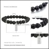 Brins Perlés 8Mm Perles Noires Mat Bracelets En Pierre Naturelle Pour Hommes Bracelet Élasticité Avec Ancre Rêve Foi Charme Designer Juif Dhzyc