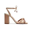 Сандалии бразильская мода роскошная извержение тканой блокировка дизайнерская бренда бренд женская обувь густо с женскими каблуками с высоким каблуком