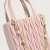 Evening Bags Spring And Summer Women Pleated Tote Bag Diamond Pearl Chain Design Women's