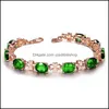 Bangle luxe mode smaragd diamanten armband kristalimitatie toermalijn single ring drop levering sieraden armbanden dhwfy