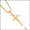 Anhänger Halsketten Herren Gold Sier Kreuz Halskette Hip Hop Schmuck Charme Mode 18 Karat Jesus Edelstahl Kette Trendy Für Männer 601 Dro Dhlie