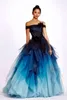 Party Dresses Blue Ombre Tulle Ball Gown Dark Prom Halloween Long Lush Layed Evening Women 230208