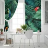 커튼 동물 앵무새 열대 식물 녹색 잎 커튼 거실 침실 창문 처리 블라인드 완성 된 커튼 부엌