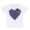 Play Designer Mens T-shirts Childrens Embroidered Love Eyes Pure Cotton White Red Heart Short-sleeved Tshirts Boys and Girls Loose Casual Tshirt Top Size 80-150 b3