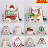 Christmas Decorations Santa Sacks Gift Bags Large Organic Heavy Canvasbag Sack Dstring Bag With Reindeers By Sea Drop Delivery Home Dhehy