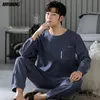 Pyjamas de nuit pour hommes Pyjamas en coton grande taille pour hommes Pull à manches longues Sporty Homewear Loisirs Vêtements de nuit Loyal Blue Pjs Men Home Clothing 230207