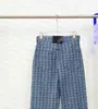 Vrouwen Vintage Blue Jeans Brief Jacquard Rechte Jeans Herfst Winter Designer Broek Hoge Taille Broek