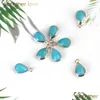 Charms Blue Waterdrop Glass Cobre Colgante Para Collar Pulsera Moda Transparente Charm Diy Fabricación de Joyas Drop Delivery Hallazgos Dhd1R