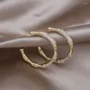 Hoopörhängen Koreas design Fashion Jewelry Zircon Bamboo Knot 14K Guldpläterad C-typ Elegant kvinnors dagliga arbetstillbehör