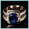 Solitaire Ring Pretty Gemstone Square T Rings For Women Birthday Stone Wedings Drop Delivery Jewelry Dhibn