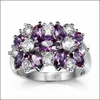 Band Rings Flower Classic Mticolor Cubic Zircon Engagement Ring Female Jewelry Sier Drop Delivery Dhizb