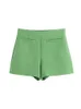 Shorts pour femmes ZEVITY nouvelles femmes mode vert Texture bureau dame côté fermeture éclair mouche poches chaud Chic pantalone Cortos P408 Y2302