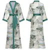 Women's Sleepwear Patchwork Color Women Kimono Robe Summer Home Clothing Intimate Lingerie Casual Print Flower Bathrobe Gown