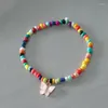 Anklets Boho Butterfly Anklet på ankelben för kvinnor Charm Färgglada pärlstrand Baubles Armband Crystal Pedant Acrylic Chain Jewelry