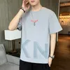 Herr t-skjortor kort ärm t-shirt 2023 sommar rund nack koreansk halvkläder trend lös modemärke par