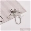 Stud 4Pcs Set Vintage Foglie Luna Orecchino Clip Per Le Donne Stile Bohemien Retro Sier Lady Gioielli Regalo Del Partito Orecchini Di Consegna Di Goccia Dhg9Y