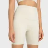 Calça de yoga de tecido elástico L-351 PA66 shorts cintura alta moletom de 6" de comprimento sem linha T curto justo