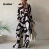 Kvinnor Tvåbitar byxor Summer Fashion Printed Loose Long Symes Shirts Straight Suits Streetwear Winter Elegant Pending 230208