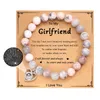 Women Beaded Bracelet 8mm Bracelets for Couples Anniversary Valentines Gifts for Boyfriend Girlfriend Wife Husband