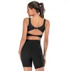 Active Set Lukitas Women Two-Piece Fitness Suit Push Up Sport Bh and Shorts Yoga Set Nylon Running Gym Workout Clothes Athletic