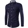 Heren Casual shirts Aankomst Springautumn Men Men Lange mouw Lading Slim Fit Fashion Epaulet Double Pocket Jurk M L XL XXL 230208