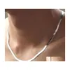 Kettingen 4 mm Sier ketting kraag dikke ketting kort stel sieraden 925 sterling slang plat mes mode 333 drop levering kettingen p dhzoq