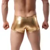 Underpants Sexy Gay Underwear Men Faux Leather Boxers Shorts Man Low Waist U Convex Pouch Cueca Calzoncillos Marca M-XXL