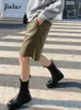 Shorts pour femmes Jielur 2022 Cuir noir Longueur genou pour avec poches Taille haute Lâche Jambe large Longue Faux Pu Y2302