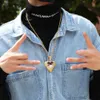 Benutzerdefinierte Foto-Liebes-Herz-Anhänger-Halskette mit Bling-Zirkonia-Hip-Hop, 18 Karat vergoldet, personalisierter DIY-Bildschmuck, Bijoux-Geschenke für Paarliebhaber