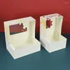 Gift Wrap 3pcs Kraft Paper Gifts Boxes With Clear Window Christmas Candy Cookie Packaging Box Wedding Favors Year Event Party Supplies